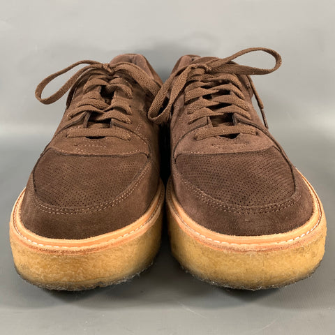 CLARKS Size 11 Brown Suede Lace Up Sneakers