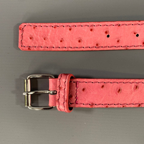 MAX MARA Waist Size S Pink Textured Ostrich Leather Belt