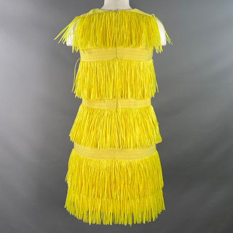 MSGM Size 4 Yellow Polyamide Blend Fringe Shift Dress