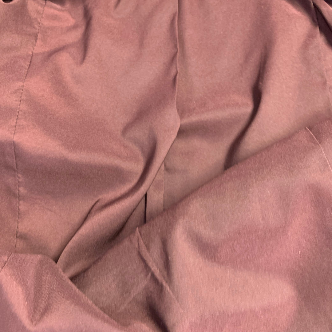 THEORY Size M Burgundy Viscose Blend Lambskin Zip Up Jacket