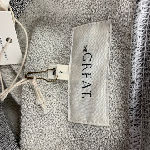 THE GREAT Taille 2 Pull à col rond en coton et polyester gris blanc