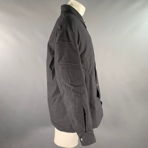 VISVIM Size M Grey Charcoal Stripe Wool Linen Silk Down Filled Jacket