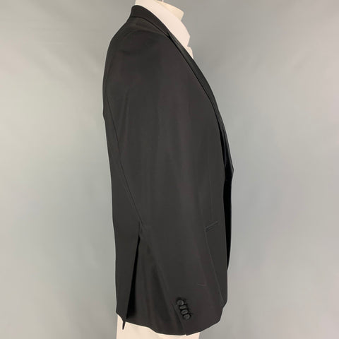 SUITSUPPLY Size 44 Black Wool Tuxedo Sport Coat