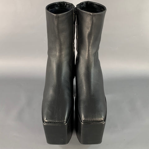 BALENCIAGA FW16 Runway Size 9 Black Leather Ankle Calf High Platform Boots