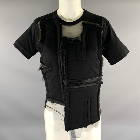 COMME des GARCONS Size XS Black Cotton Deconstructed Mesh T Shirt