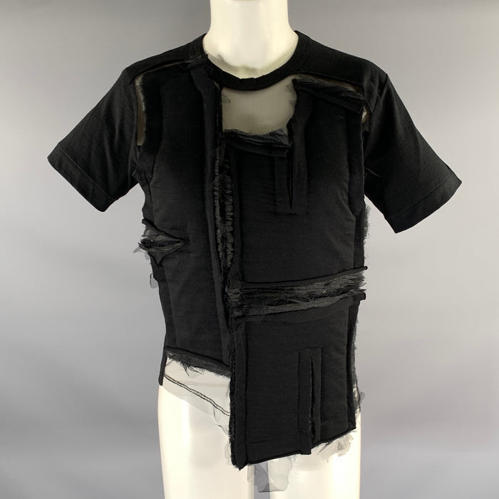 COMME des GARCONS Size XS Black Cotton Deconstructed Mesh T Shirt