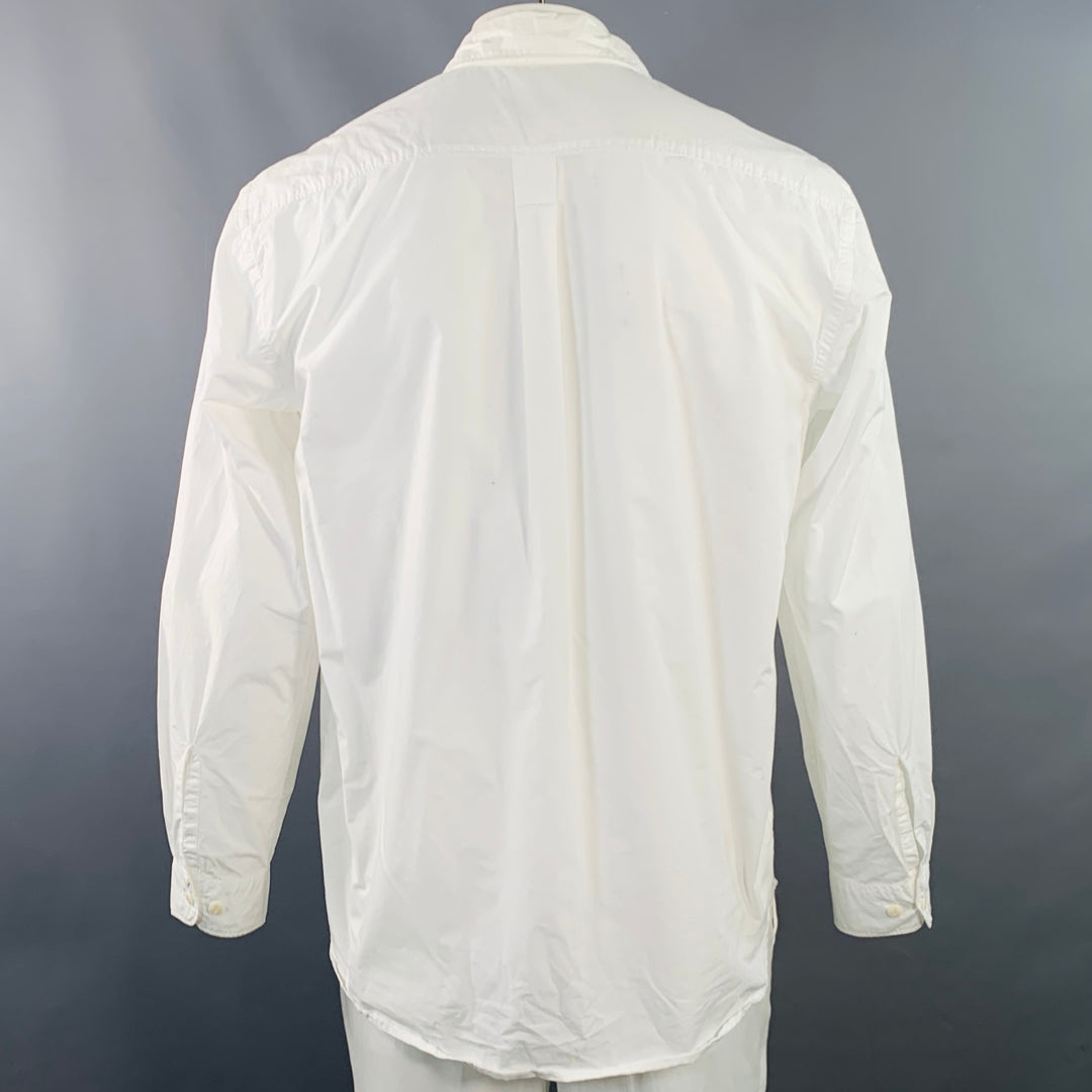 MERZ B. SCHWANEN GOOD BASICS Size XL White Cotton One Pocket Relaxed Fit Long Sleeve Shirt