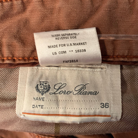 LORO PIANA Size 36 Brown Cotton Linen Straight Casual Pants