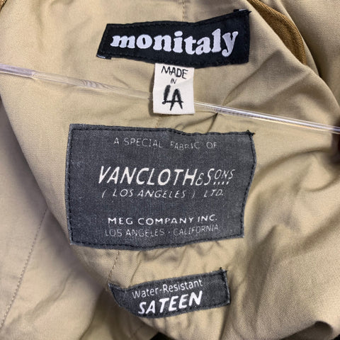 MONITALY Size 34 Tan Cotton Sateen Pleated Water Resistant Riding Casual Pants
