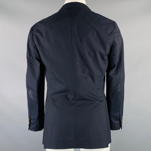 BRUNELLO CUCINELLI Size 38 Navy Virgin Wool Silk Notch Lapel Sport Coat