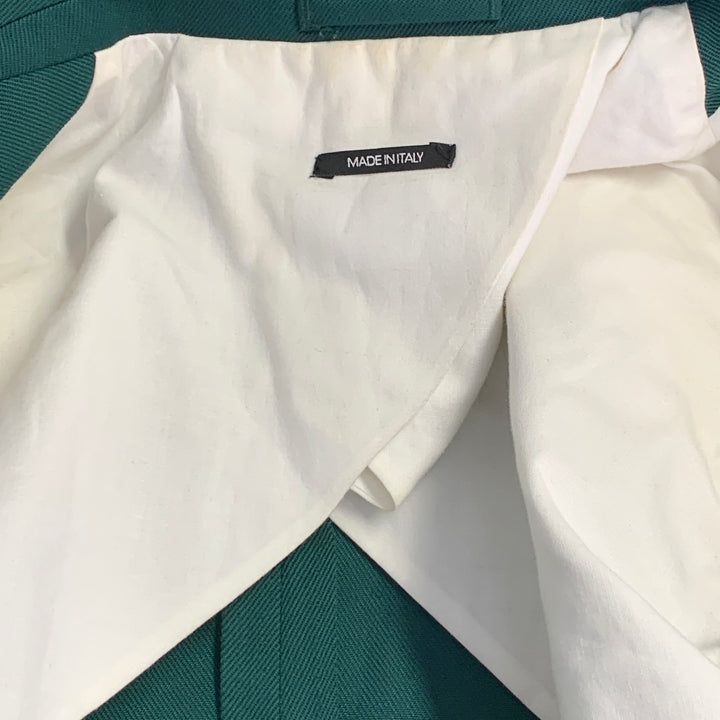 CALVIN KLEIN 205W39NYC Size 36 Green Wool Twill Double Breasted Peak Lapel Sport Coat