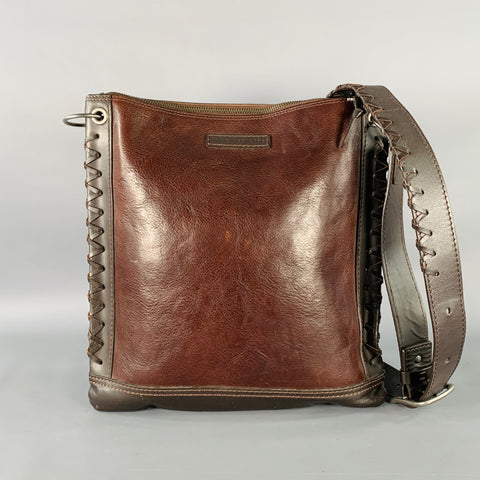 JOHN VARVATOS Brown Leather Crossbody Messenger Bag