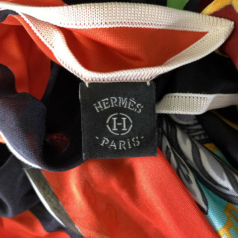 HERMES Black Color Block Equestrian Silk Scarves & Shawls