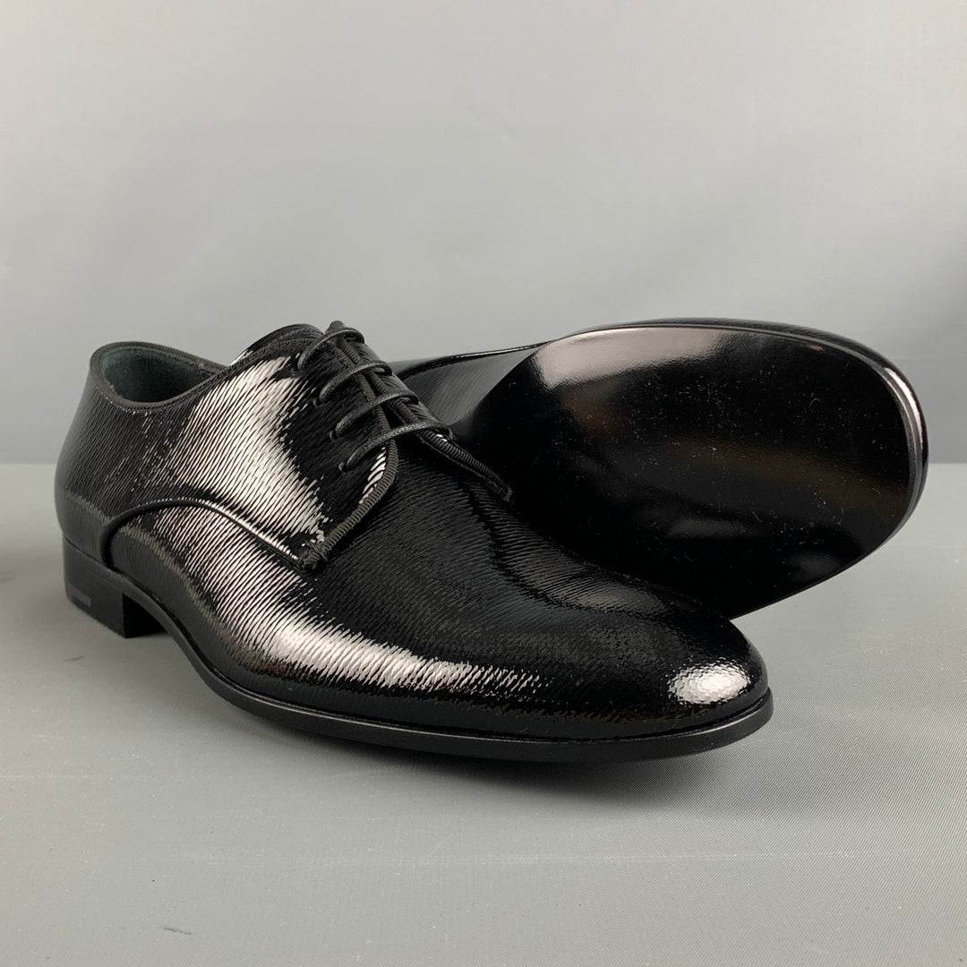 GIORGIO ARMANI Taille 6 Chaussures à lacets en cuir massif noir