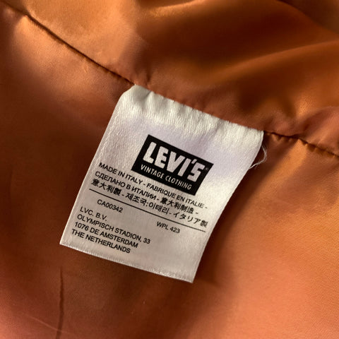 LEVI'S VINTAGE LVC Size L Brown Distressed Leather Zip Up Jacket