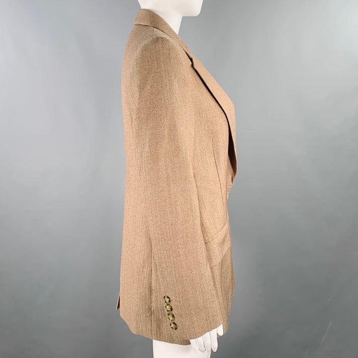 STELLA McCARTNEY Size S Tan Gold Wool Blend Herringbone Jacket Blazer