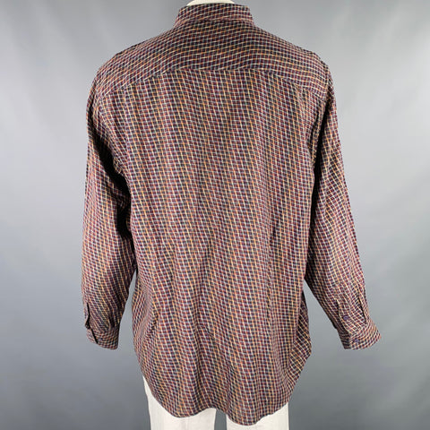 JHANE BARNES Size XXL Multi Color Checkered Cotton One pocket Long Sleeve Shirt