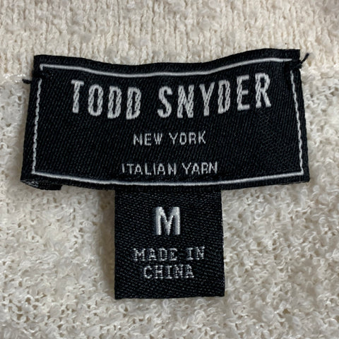 TODD SNYDER Size M Cream Navy Stripe Cotton Blend Terry Polo