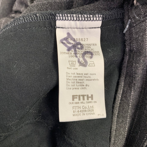 FITH Size S Grey White Pinstripe Polyester Blend Elastic Waistband Dress Pants