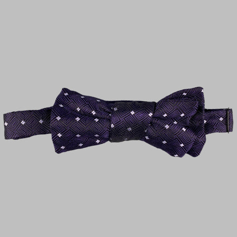 CHARVET Purple White Squares Silk Bowtie