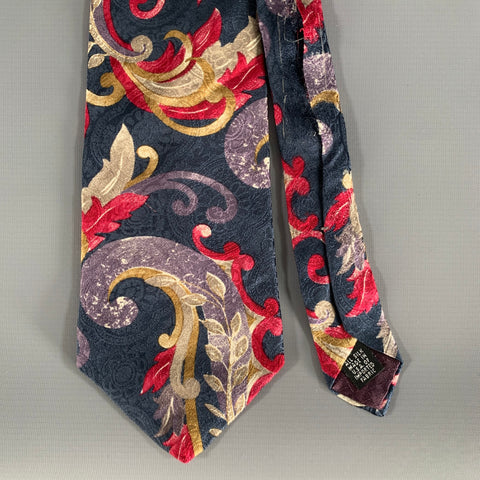 CHRISTIAN DIOR Navy Red Geometric Silk Tie