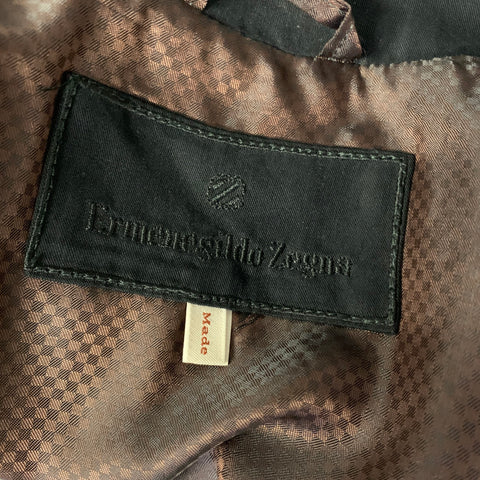 ERMENEGILDO ZEGNA Size L Black Viscose Silk Blend Pointed Collar Jacket