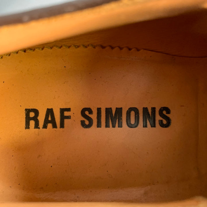 RAF SIMONS Size 8 Brown Leather Derby Lace-Up Shoes