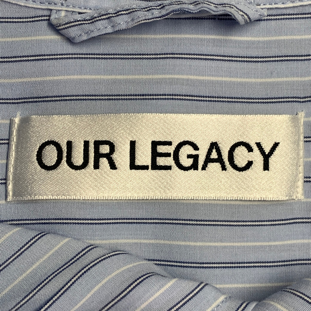 OUR LEGACY Size S Above Blue Stripe Tencel Oversized One Pocket Long Sleeve Shirt