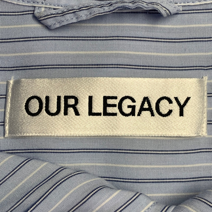 OUR LEGACY Size S Above Blue Stripe Tencel Oversized One Pocket Long Sleeve Shirt