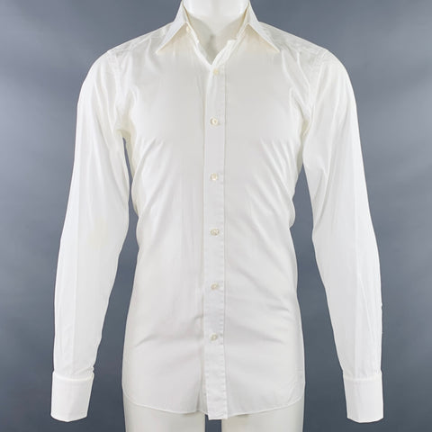 TOM FORD Size M White Cotton Curved Cutaway French Cuffs Long Sleeve Shirt