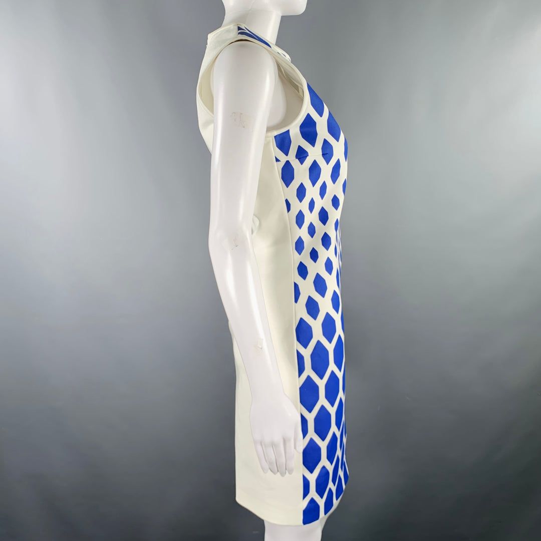 DAVID KOMA Size 6 White Blue Geometric Mini Cocktail Dress – Sui Generis  Designer Consignment
