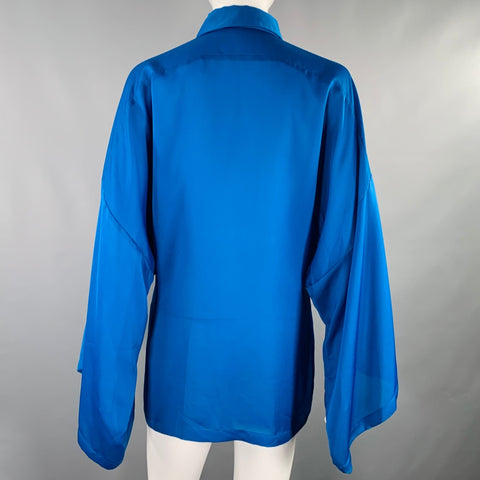 VERSACE COLLECTION Size 6 Blue Polyester Wing Sleeve Blouse