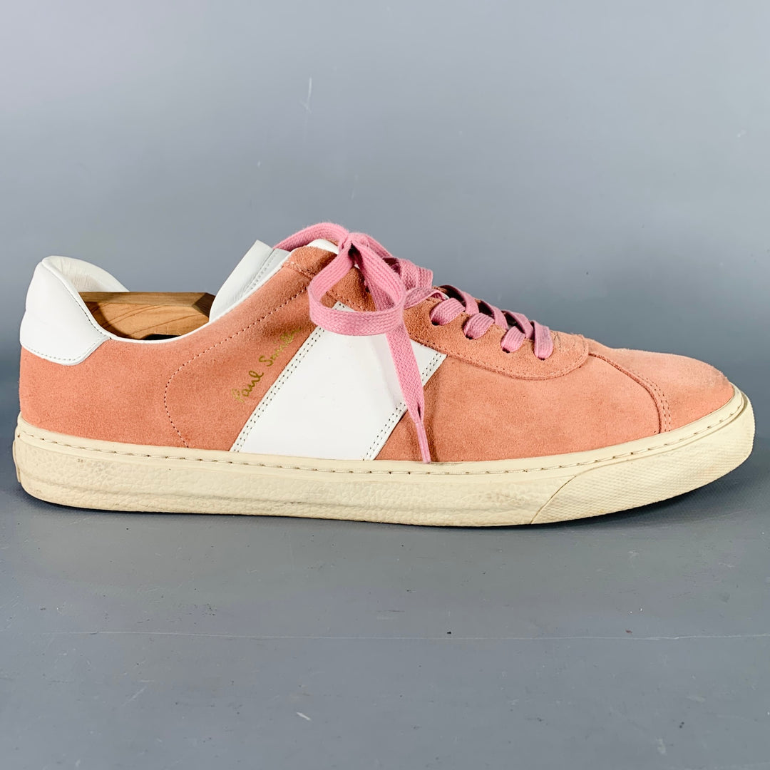 PAUL SMITH Size 9 Levon Pink White Suede Leather Low Top Sneakers