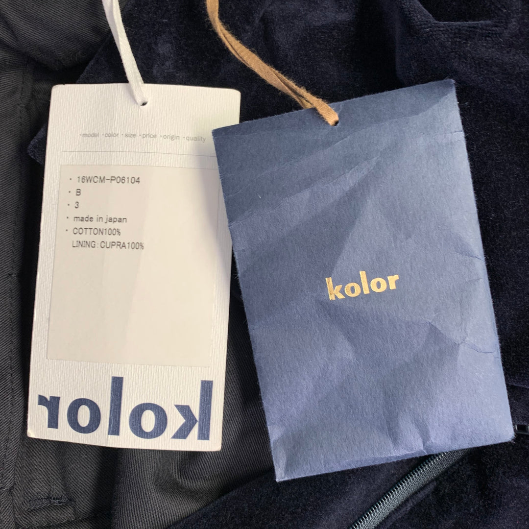 KOLOR Size L Navy Cotton Velvet Joggers Casual Pants