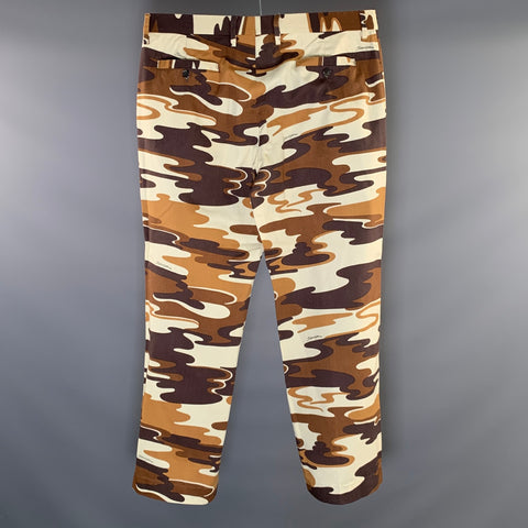 DOLCE & GABBANA Size 38 White Brown Camo Cotton Straight leg Casual Pants