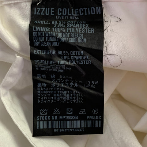 IZZUE Size 32 White Cotton Blend Flat Front Casual Pants