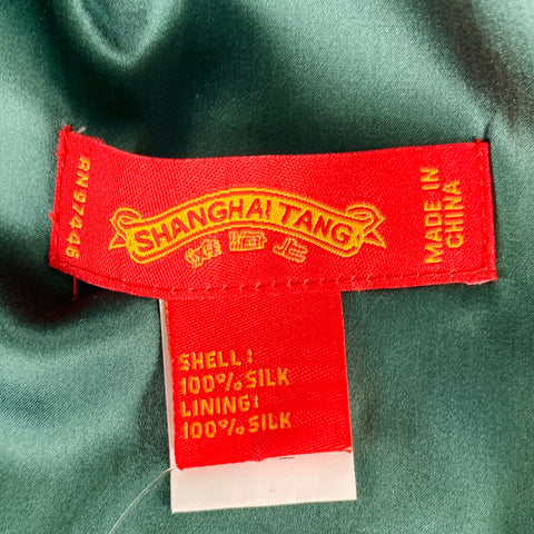 SHANGHAI TANG Green Purple Chinoiserie Silk Scarves