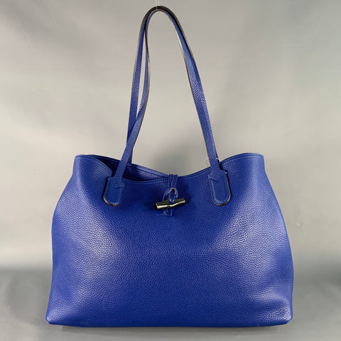 LONGCHAMP Blue Pebble Grain Leather Tote Handbag