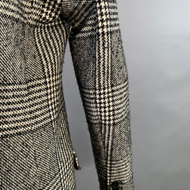MICHAEL by MICHAEL KORS Size S Black White Wool Blend Plaid Double Breasted Coat