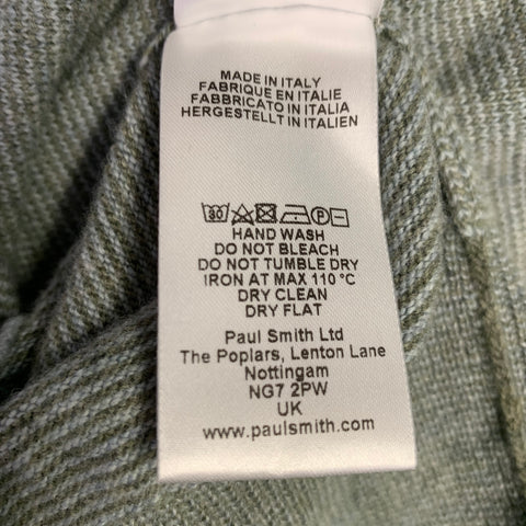 PAUL SMITH Size L Grey Lambswool Cotton Crew Neck Pullover