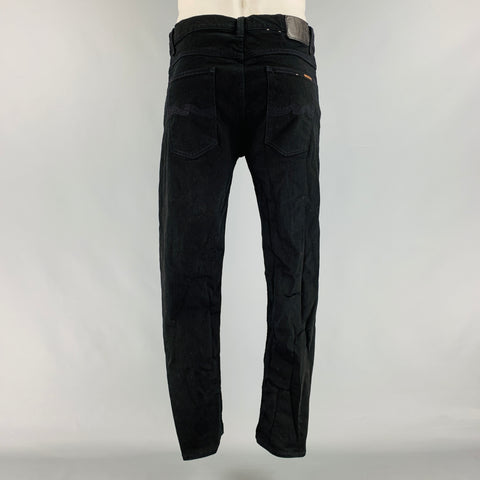 NUDIE JEANS Size 36 Black Solid Cotton Elastane Zip Fly Jeans