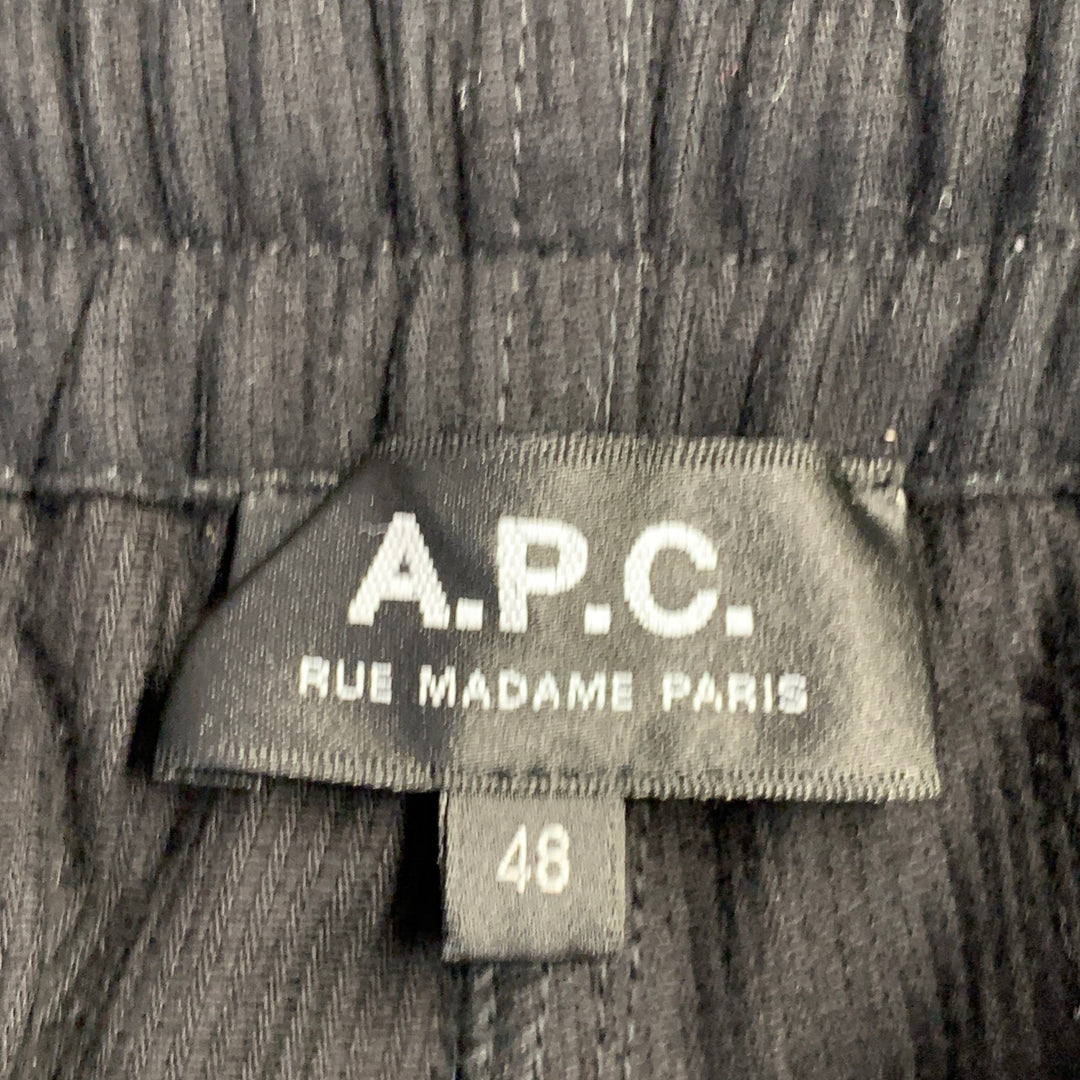 A.P.C. Size 32 Black Corduroy Cotton Elastic Waistband Casual Pants