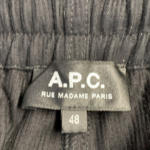 A.P.C. Size 32 Black Corduroy Cotton Elastic Waistband Casual Pants