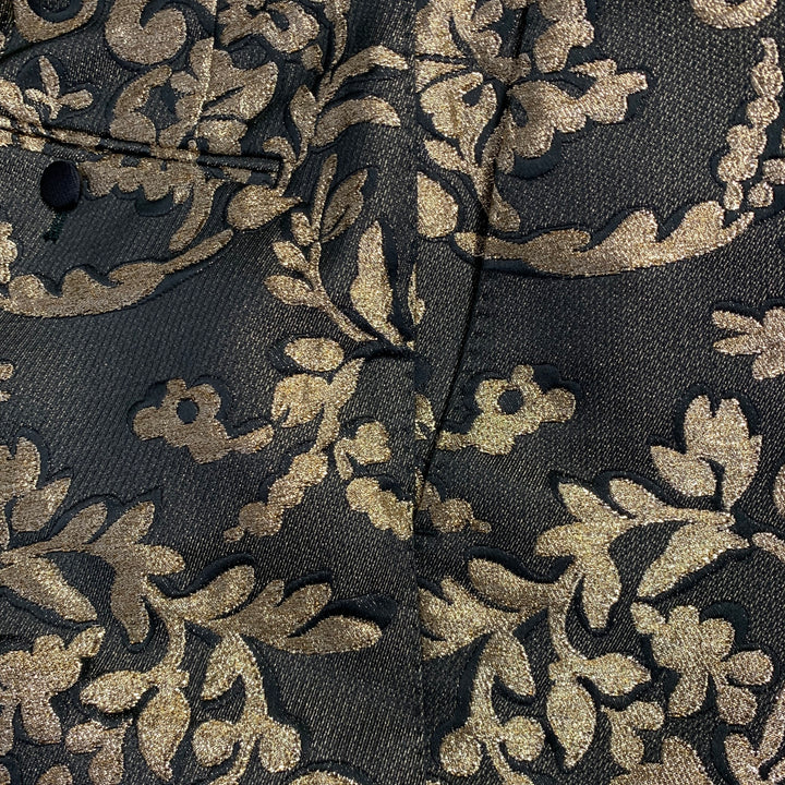 DOLCE & GABBANA Size 30 Black Gold Brocade Polyester Cotton Dress Pants