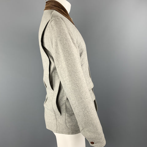 RALPH LAUREN M Light Grey Heather Brown Corduroy Collar Hunter Jacket