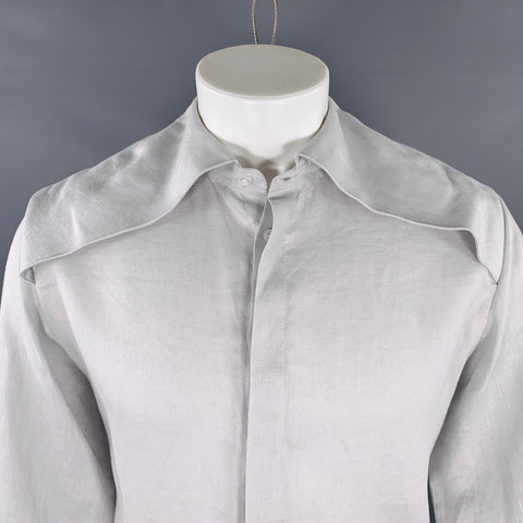 BOYFRIEND'S SHIRT Size M Grey Linen Long Sleeve Shirt