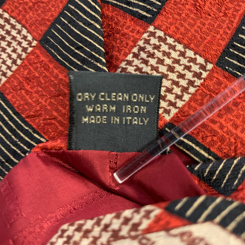 ERMENEGILDO ZEGNA  One Size Red Black Silk Tie