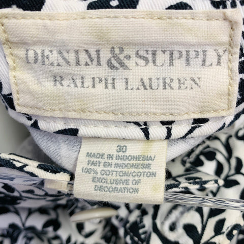 DENIM & SUPPLY Size 30 White Black Abstract Floral Skull Cotton Bermuda Shorts