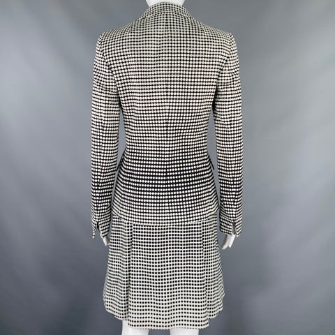 AKRIS Size 4 Black White Cotton Blend Polka Dot Notch Lapel Jacket Dress Set