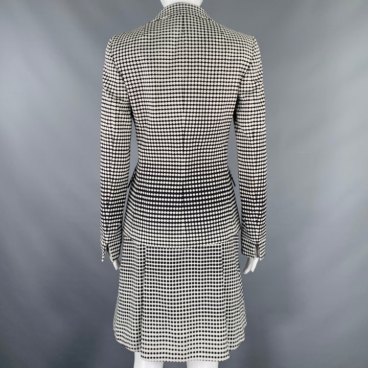 AKRIS Size 4 Black White Cotton Blend Polka Dot Notch Lapel Jacket Dress Set